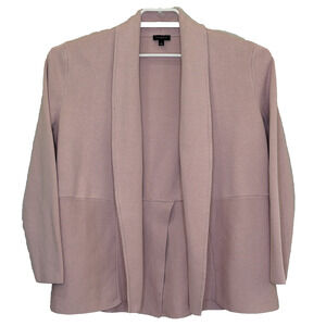 Talbots Open Front Sweater Cardigan Size Large Pink Shawl Collar Long Sleeve